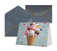 QMNSEHF Biglietto di auguri vuoto con buste Thank YouCard Sweet Ice Cream Happy Birthday Card per donne uomini Natale Halloween matrimonio biglietti di auguri per tutte le occasioni 4x6