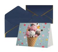 QMNSEHF Biglietto di auguri vuoto con buste Thank YouCard Sweet Ice Cream Happy Birthday Card per donne uomini Natale Halloween matrimonio biglietti di auguri per tutte le occasioni 4x6