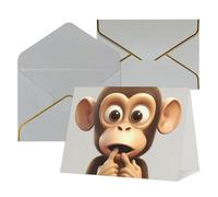 QMNSEHF Biglietto di auguri vuoto con buste Thank YouCard The Silent Monkey Happy Birthday Card per donne uomini Natale Halloween matrimonio biglietti di auguri per tutte le occasioni 4x6