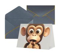 QMNSEHF Biglietto di auguri vuoto con buste Thank YouCard The Silent Monkey Happy Birthday Card per donne uomini Natale Halloween matrimonio biglietti di auguri per tutte le occasioni 4x6