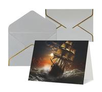 QMNSEHF Biglietto di auguri vuoto con buste Thank YouCard Veliero in tempesta Biglietto di buon compleanno per donne uomini Natale Halloween matrimonio biglietti di auguri per tutte le occasioni 4x6