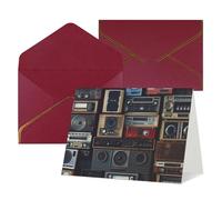 QMNSEHF Biglietto di auguri vuoto con buste Thank YouCard Vintage Wall of Radio Boombox Biglietto di buon compleanno per donne uomini Natale Halloween matrimonio biglietti di auguri per tutte le