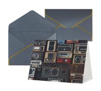 QMNSEHF Biglietto di auguri vuoto con buste Thank YouCard Vintage Wall of Radio Boombox Biglietto di buon compleanno per donne uomini Natale Halloween matrimonio biglietti di auguri per tutte le