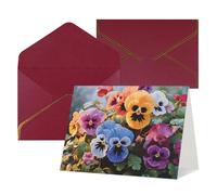 QMNSEHF Biglietto di auguri vuoto con buste, Thank YouCard Viole del pensiero, biglietto di buon compleanno per donne e uomini, Natale, Halloween, matrimonio, biglietti di auguri per tutte le