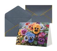 QMNSEHF Biglietto di auguri vuoto con buste, Thank YouCard Viole del pensiero, biglietto di buon compleanno per donne e uomini, Natale, Halloween, matrimonio, biglietti di auguri per tutte le