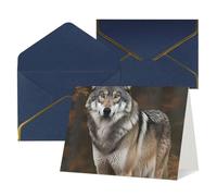 QMNSEHF Biglietto di auguri vuoto con buste Thank YouCard Wild Wild Gray Wolf Biglietto di buon compleanno per donne uomini Natale Halloween matrimonio biglietti di auguri per tutte le occasioni 4x6