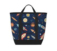 QMNSEHF Borsa termica per il pranzo a forma di razzo nello spazio, per donne e uomini, riutilizzabile, a prova di perdite, borsa termica per picnic e lavoro