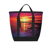 QMNSEHF Borsa termica per il pranzo al tramonto sul mare calmo, per donne e uomini, riutilizzabile, a prova di perdite, borsa termica per picnic e lavoro