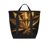 QMNSEHF Borsa termica per il pranzo alla cannabis dorata, per donne e uomini, riutilizzabile, a prova di perdite, borsa termica per picnic e lavoro