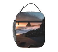 QMNSEHF Borsa termica per il pranzo all'alba su Reynisfjara Beach Lunch Box per donne uomini riutilizzabile a prova di perdite borsa termica per picnic lavoro