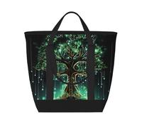 QMNSEHF Borsa termica per il pranzo con albero verde magico per donne e uomini, riutilizzabile, a prova di perdite, borsa termica per picnic e lavoro
