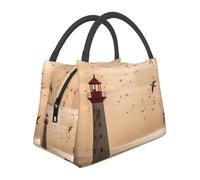 QMNSEHF Borsa termica per il pranzo con faro e gabbiano per donne e uomini, riutilizzabile, a prova di perdite, borsa termica per picnic, lavoro