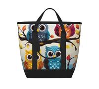 QMNSEHF Borsa termica per il pranzo con gufi sui rami degli alberi, per donne e uomini, riutilizzabile, a prova di perdite, borsa termica per il pranzo per picnic e lavoro