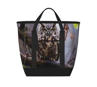 QMNSEHF Borsa termica per il pranzo con gufo su un ramo, per donne e uomini, riutilizzabile, a prova di perdite, borsa termica per il pranzo per picnic e lavoro