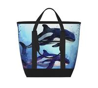 QMNSEHF Borsa termica per il pranzo con orca killer balena, per donne e uomini, riutilizzabile, a prova di perdite, borsa termica per il pranzo per picnic e lavoro