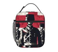 QMNSEHF Borsa termica per il pranzo con soldato davanti alla bandiera americana, per donne e uomini, riutilizzabile, a prova di perdite, borsa termica per il pranzo per picnic e lavoro