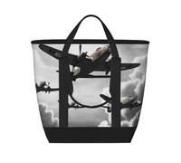 QMNSEHF Borsa termica per il pranzo della seconda guerra mondiale, per donne e uomini, riutilizzabile, a prova di perdite, borsa termica per il pranzo per picnic e lavoro