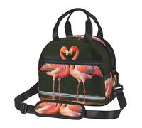 QMNSEHF Borsa termica per il pranzo per donne e uomini, con fenicotteri rosa, bacio nel lago, riutilizzabile, a prova di perdite, borsa termica per picnic, lavoro