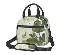 QMNSEHF Borsa termica per il pranzo per donne e uomini, con fogliame ed erbe aromatiche con libellule alate riutilizzabile, a prova di perdite, borsa termica per il pranzo per picnic e lavoro