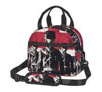 QMNSEHF Borsa termica per il pranzo per donne e uomini, con soldato davanti alla bandiera americana, riutilizzabile, a prova di perdite, borsa termica per il pranzo per picnic e lavoro