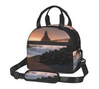 QMNSEHF Borsa termica per il pranzo per donne e uomini, scatola per il pranzo all'alba sulla spiaggia di Reynisfjara riutilizzabile a prova di perdite borsa termica per picnic lavoro