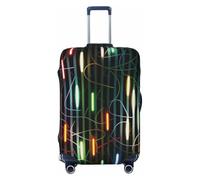 QMNSEHF Copertura per bagagli da viaggio, elastica, lavabile, a righe e leggera, antigraffio, in spandex, adatta per bagagli da 45,7 a 81,7 cm, Nero , XL