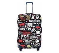QMNSEHF Copertura per bagagli da viaggio, elastica, lavabile, con citazioni sul gioco, antigraffio, in spandex, adatta per bagagli da 45 a 81 cm, Nero , M