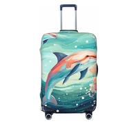 QMNSEHF Copertura per bagagli da viaggio, elastica, lavabile, con delfini, antigraffio, in spandex, adatta per bagagli da 45 a 81 cm, Nero , M