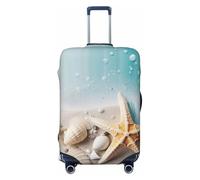 QMNSEHF Copertura per bagagli da viaggio, elastica, lavabile, con stelle marine e conchiglie, antigraffio, in spandex, adatta per bagagli da 45,7 a 81,7 cm, Nero , S