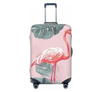QMNSEHF Copertura per bagagli da viaggio, elastica, lavabile, estiva, con fenicottero e foglie di palma, copertura per valigia, antigraffio, in spandex, adatta per bagagli da 45 a 81 cm, Nero , XL