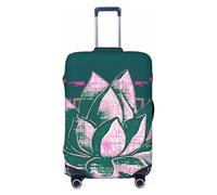 QMNSEHF Copertura per bagagli da viaggio, elastica, lavabile, motivo fiore di loto, copertura per valigia, antigraffio, in spandex, adatta per bagagli da 45 a 81 cm, Nero , L