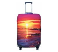 QMNSEHF Copertura per bagagli da viaggio Protezione per valigia elastica lavabile calma tramonto mare copertura per valigia antigraffio Spandex bagagli copre per bagagli da 45-81 cm, Nero , XL