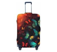 QMNSEHF Copertura per bagagli da viaggio Protezione per valigia elastica lavabile colorata motivo farfalla copertura per valigie antigraffio in spandex copre per bagagli da 45-81 cm, Nero , M
