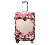 QMNSEHF Copertura per bagagli da viaggio Protezione per valigia elastica lavabile in carta a forma di cuore fiori copertura per valigie antigraffio Spandex copre per bagagli da 45-81 cm, Nero , M