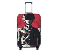 QMNSEHF Copertura per bagagli da viaggio Protezione per valigia elastica lavabile soldato davanti alla bandiera americana copertura per valigie antigraffio in spandex copre per bagagli da 45-81 cm