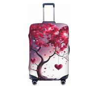 QMNSEHF Copertura per valigie da viaggio, elastica, lavabile, romantica, con cuori, foglie, albero, copertura per valigia, antigraffio, in spandex, adatta per bagagli da 45 a 81 cm, Nero , XL