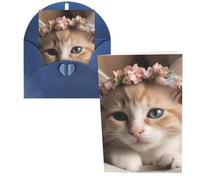 QMNSEHF Dolci animali carino gatto biglietto di auguri con buste Thank YouCard Biglietto di auguri di buon compleanno per donne uomini Natale Halloween matrimonio biglietti vuoti per tutte le