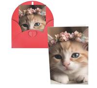 QMNSEHF Dolci animali carino gatto biglietto di auguri con buste Thank YouCard Biglietto di auguri di buon compleanno per donne uomini Natale Halloween matrimonio biglietti vuoti per tutte le
