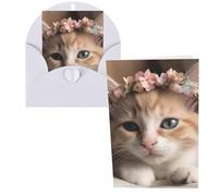 QMNSEHF Dolci animali carino gatto biglietto di auguri con buste Thank YouCard Biglietto di auguri di buon compleanno per donne uomini Natale Halloween matrimonio biglietti vuoti per tutte le