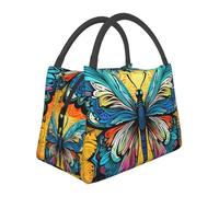 QMNSEHF Farfalla Tie Dye Borsa per il pranzo per donne Uomini Borsa termica per il pranzo riutilizzabile a prova di perdite Borsa termica per picnic Lavoro