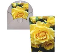 QMNSEHF Grazioso biglietto di auguri con rosa gialla con buste, biglietto di ringraziamento per donne, uomini, Natale, Halloween, matrimonio, biglietti di auguri per tutte le occasioni, 10,2 x 15,2 cm