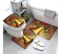 QMNSEHF Happy New Year - Set di 3 tappetini da bagno morbidi assorbenti e tappetini da bagno a forma di U, copriwater antiscivolo, per bagno, doccia, 80 x 50 cm