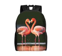 QMNSEHF Pink Flamingos Kiss in The Lake Zaino da viaggio per uomini e donne 15,6 pollici zaino per laptop impermeabile zaino da lavoro