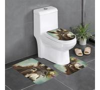 QMNSEHF Set di 3 tappetini da bagno con asino, morbidi e assorbenti, tappetino da bagno a forma di U, copriwater antiscivolo, per bagno e doccia, 61 x 40,6 cm
