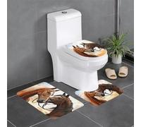 QMNSEHF Set di 3 tappetini da bagno con coppia di cavalli, morbidi tappetini da bagno assorbenti e tappetino sagomato a forma di U, tappetino antiscivolo per bagno e doccia, 61 x 40,6 cm