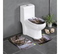 QMNSEHF Set di 3 tappetini da bagno con gufo su un ramo, morbidi tappetini da bagno assorbenti e tappetino sagomato a forma di U, tappetino antiscivolo per bagno e doccia, 61 x 40,6 cm