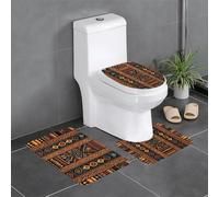 QMNSEHF Set di 3 tappetini da bagno dal design tradizionale africano, morbidi tappetini da bagno assorbenti e tappetino sagomato a forma di U, tappetino antiscivolo per bagno e doccia, 61 x 40,6 cm