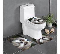 QMNSEHF Shih Tzu - Set di 3 tappetini da bagno morbidi assorbenti e tappetino a forma di U per copriwater, tappetino antiscivolo per bagno, tappetino da doccia, 61 x 40,6 cm