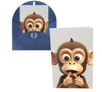 QMNSEHF The silent monkey biglietto di auguri con buste Thank YouCard Biglietto di auguri di buon compleanno per donne uomini Natale Halloween matrimonio biglietti vuoti per tutte le occasioni