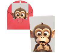 QMNSEHF The silent monkey biglietto di auguri con buste Thank YouCard Biglietto di auguri di buon compleanno per donne uomini Natale Halloween matrimonio biglietti vuoti per tutte le occasioni